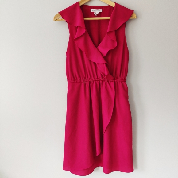 BCBGeneration Ruffled Front Faux Wrap Dress - Picture 4 of 4